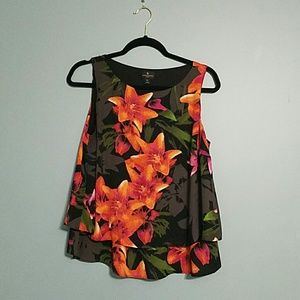 Orange Floral Tank/Blouse